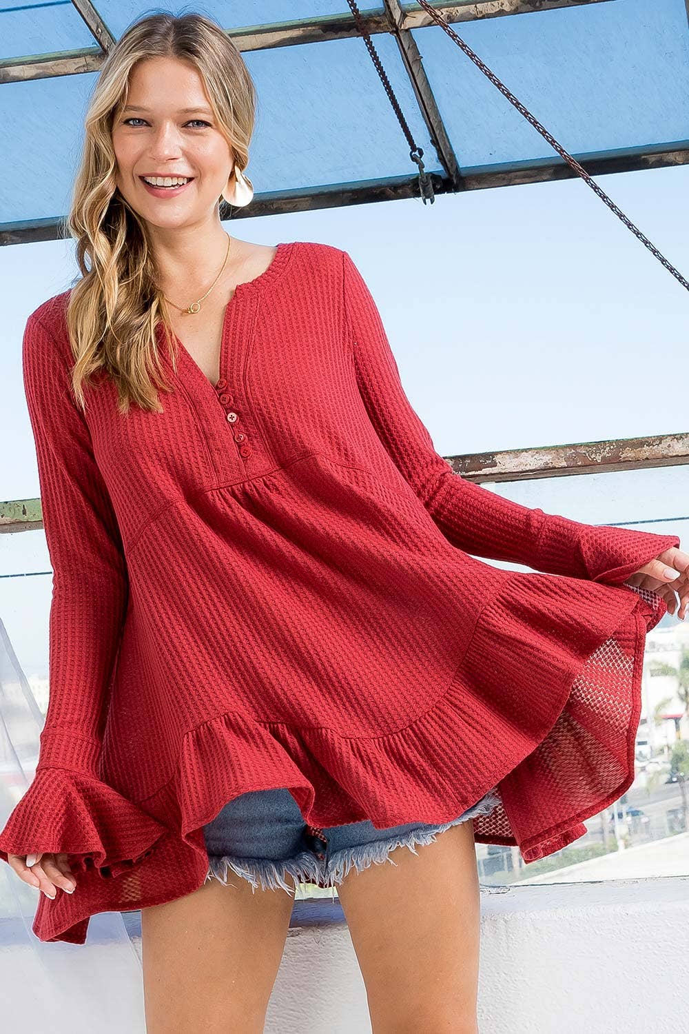 Sweet Lovely by Jen - Wholesale Tunic - Women's - SW275 - Waffle Knit Flare Top92