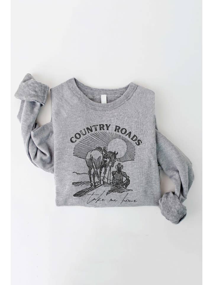 OAT COLLECTIVE - Wholesale Graphic Sweatshirt - Women's - COUNTRY ROADS TAKE ME HOME Graphic Sweatshirt5