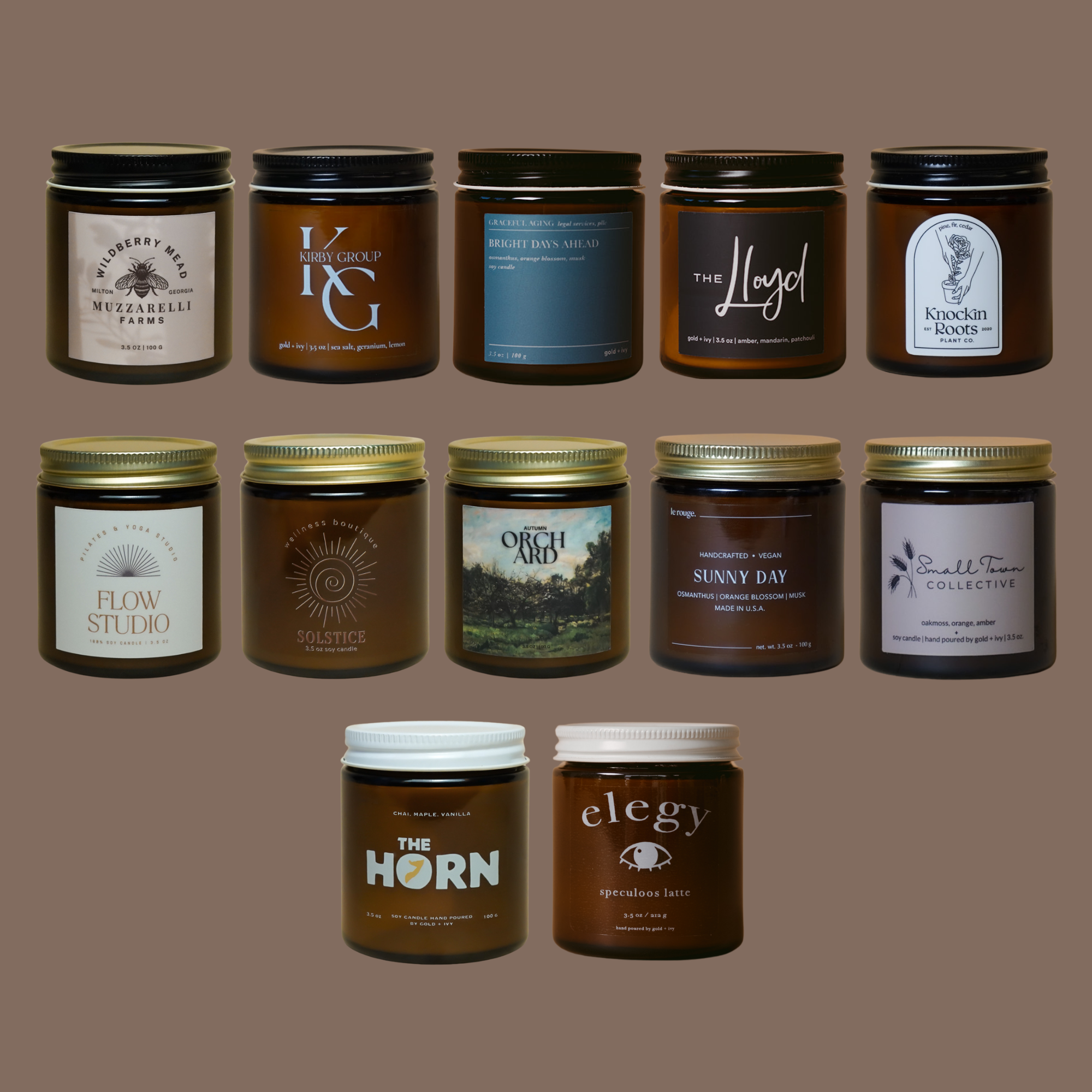 gold + ivy – wholesale Jar/filled candle – Custom Branded Soy Candles - 3.5 oz - Amber2