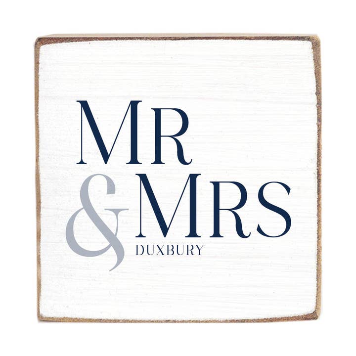 Mr & Mrs Personalized Square Block for wholesale by Rustic Marlin