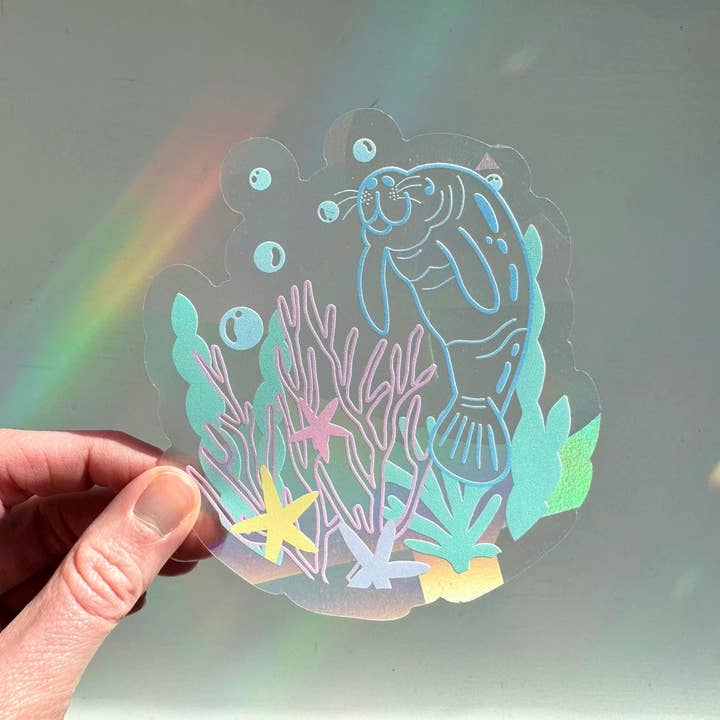 Ten By Ten - Wholesale Suncatcher - Manatee Suncatcher Sticker Rainbow Maker Window Decal5