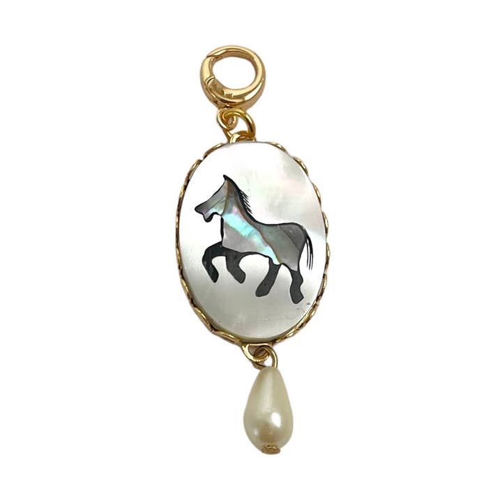 The Sage Vintage - Wholesale Individual Charm/Pendant - Limited Edition Clip-Anywhere Charm - Horse + Pearl0