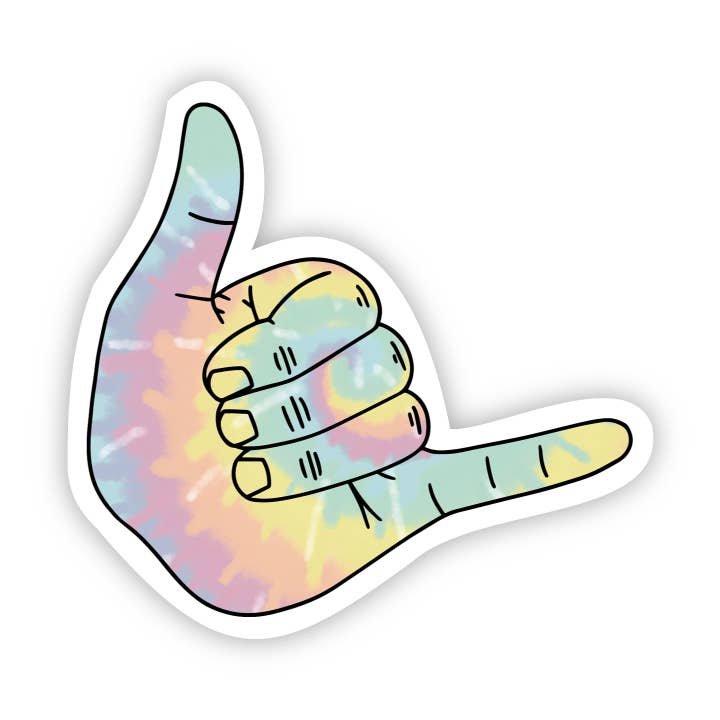 Shaka Tie Dye Aesthetic Sticker Hang Loose for wholesale by Big Moods