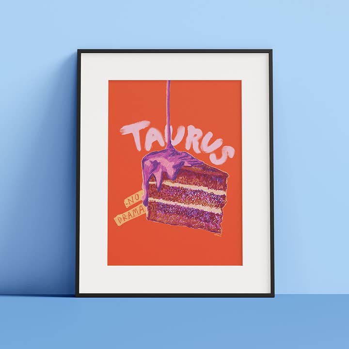 H Miller Ink Illustration Art wholesale products - Wholesale Art Print - Taurus Zodiac Art Print | Food Illustration | Red4