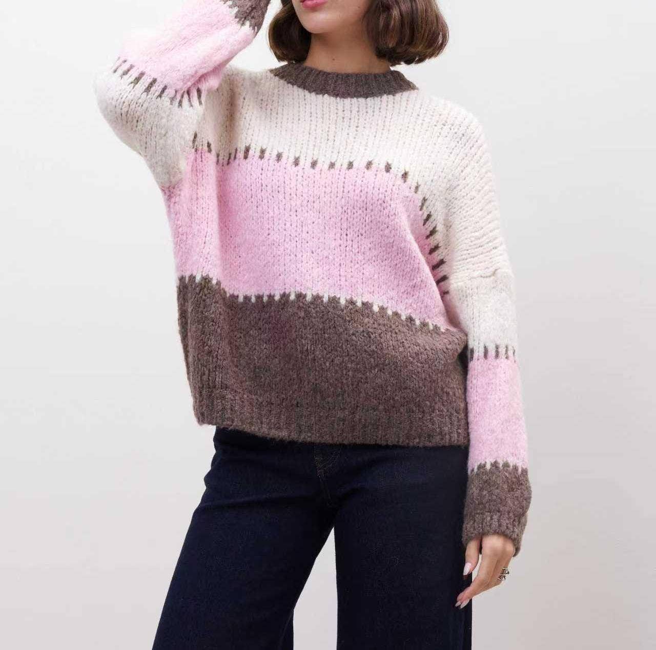 AMELÉ - Wholesale Knit Sweater - Women's - Color block sweater6