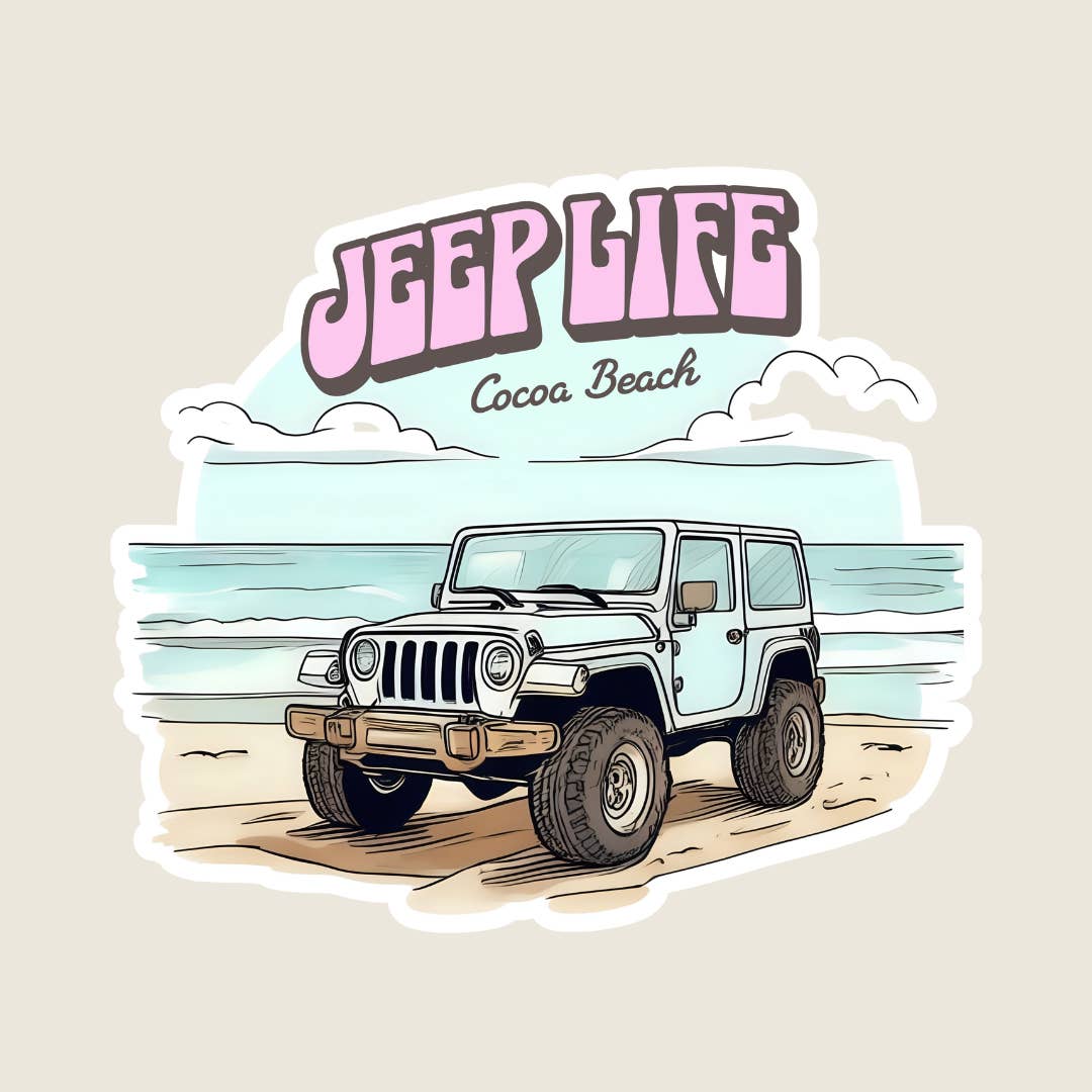 Shoreline Summit - Vente Autocollant - Autocollant souvenir personnalisé Beach Jeep Life (B1051)