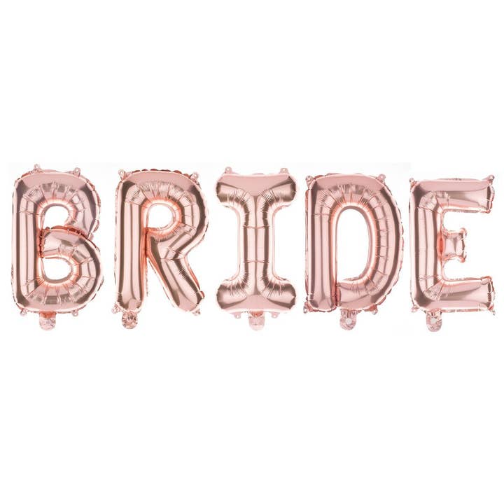 BRIDE Non-Floating Letter Balloons - 13 Inch Rose Gold for wholesale by Ella Celebration