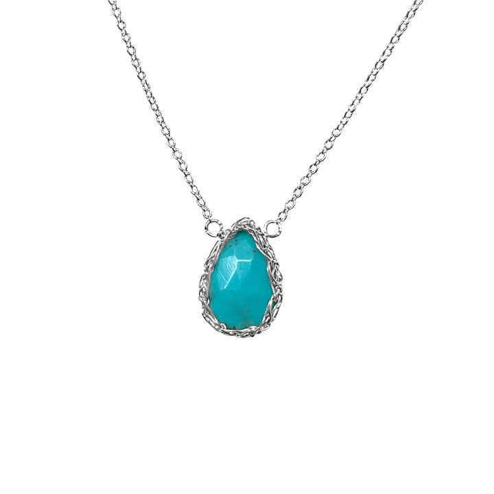 Collier larme turquoise en argent pour la vente par Arivka Jewelry