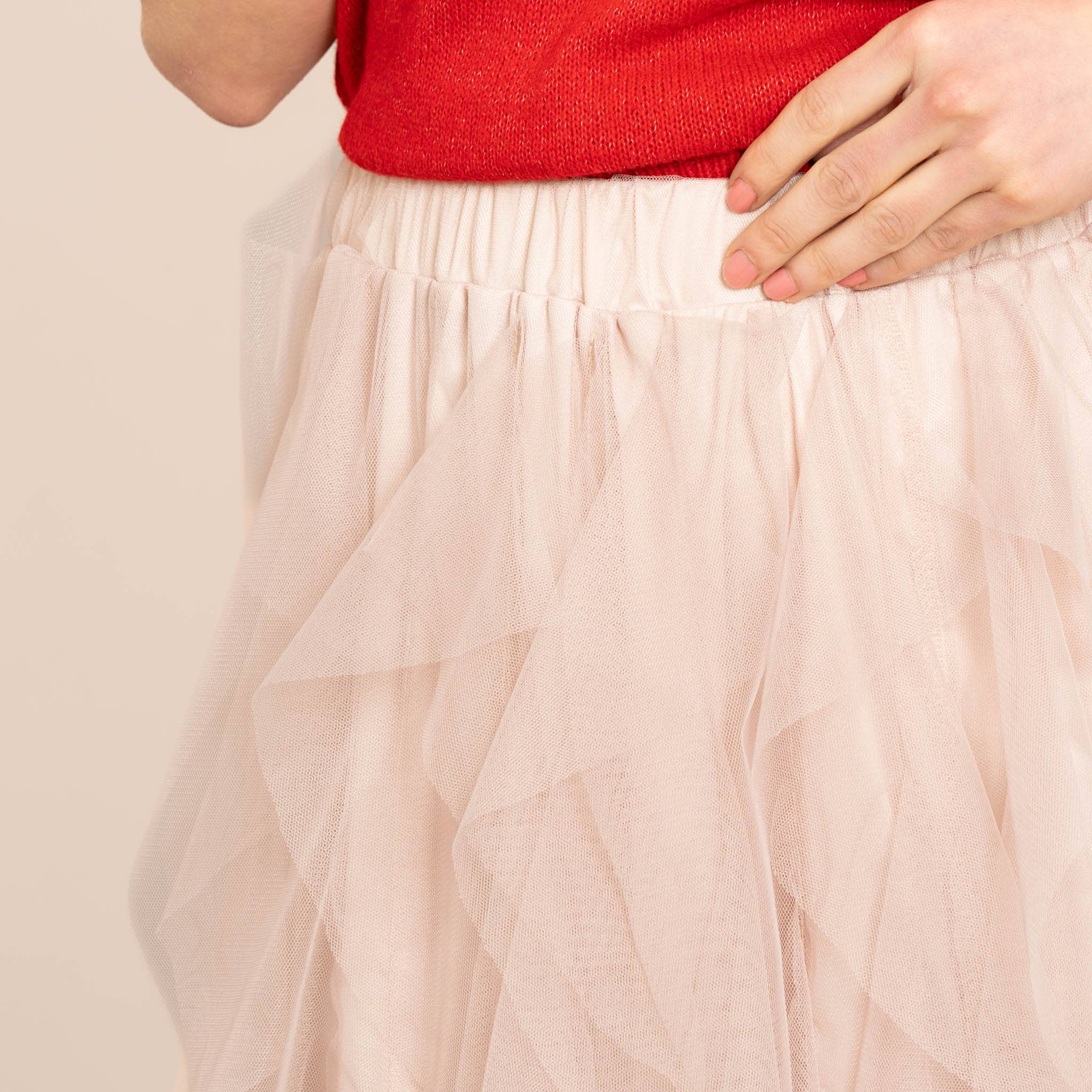 Sarta – wholesale Kjol - Dam – Layla Maxi Tyllkjol - Gräddfärgad, Lager på lager volanger6