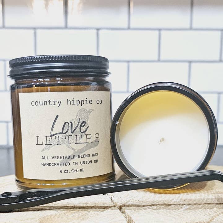 Country Hippie Co. - Wholesale Jar/Filled Candle - Love Letters Apothecary-Inspired Candle 9 oz
