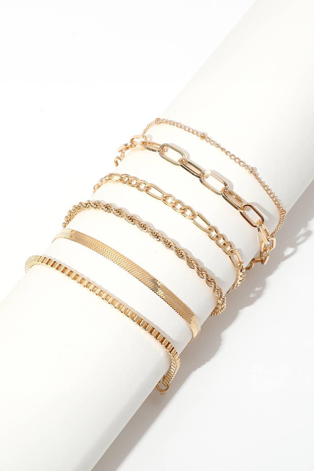Gold LDC Multi Layered Adjustable Chain Bracelet Set for wholesale on Faire1