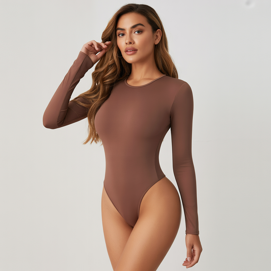Sol Living - Wholesale Bodysuit - Women's - Women's Bodysuit Top with Snap Closure - Long Sleeve3