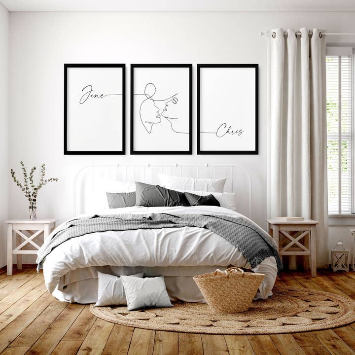 Cadeau personnalisé pour la Saint-Valentin | ensemble de 3 impressions murales pour chambre à coucher pour la vente par About Wall Art