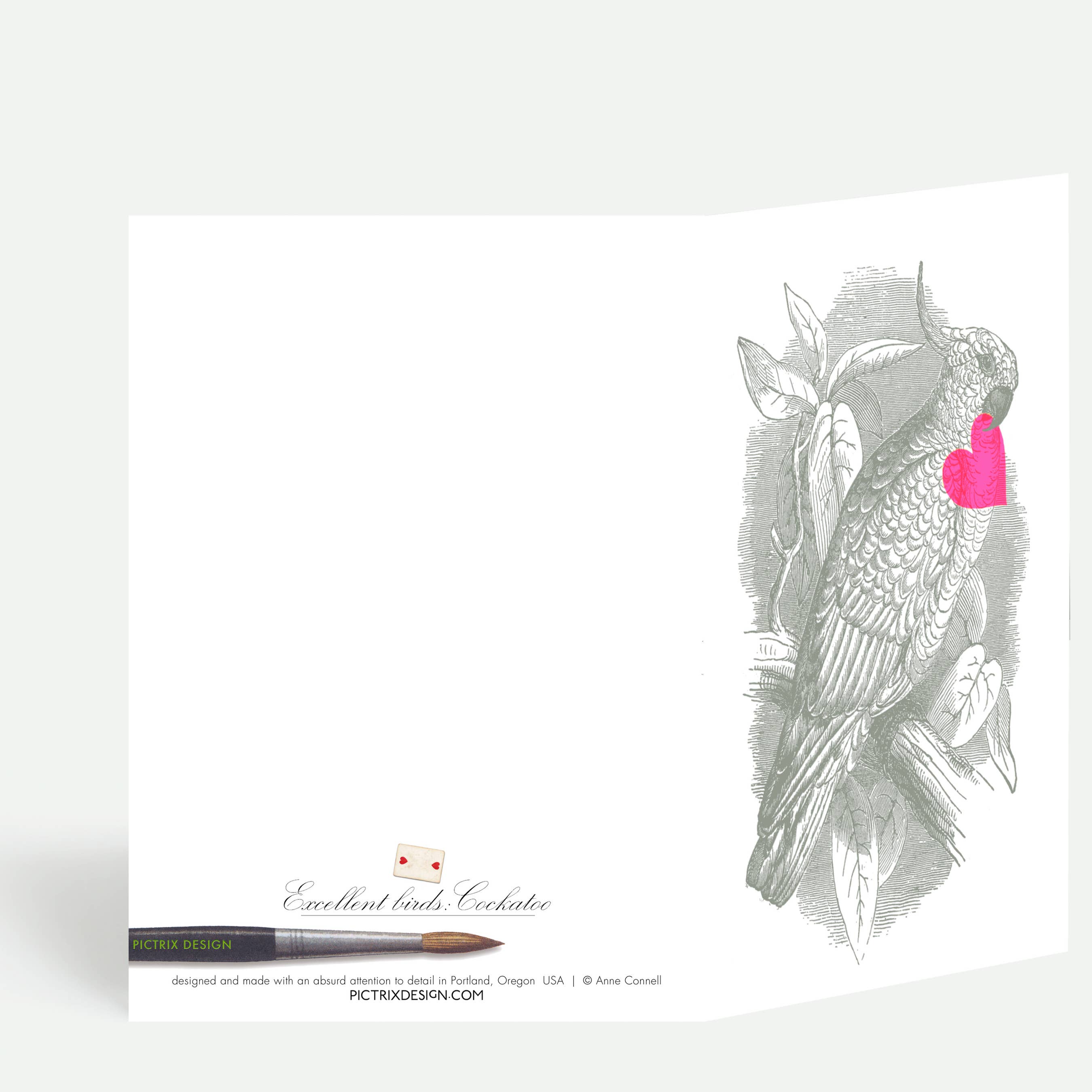 Pictrix Design - Wholesale Everyday Greeting Card - LAST 6: “Excellent birds: Cockatoo” greeting card1