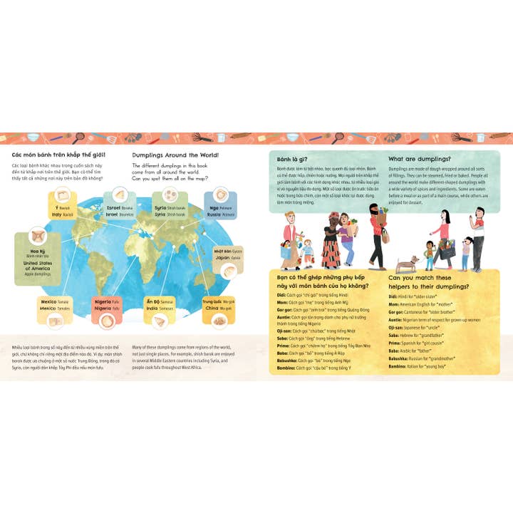 Barefoot Books - Wholesale Preschool Book (3-5) - Dumpling Day (Bilingual Vietnamese & English)4