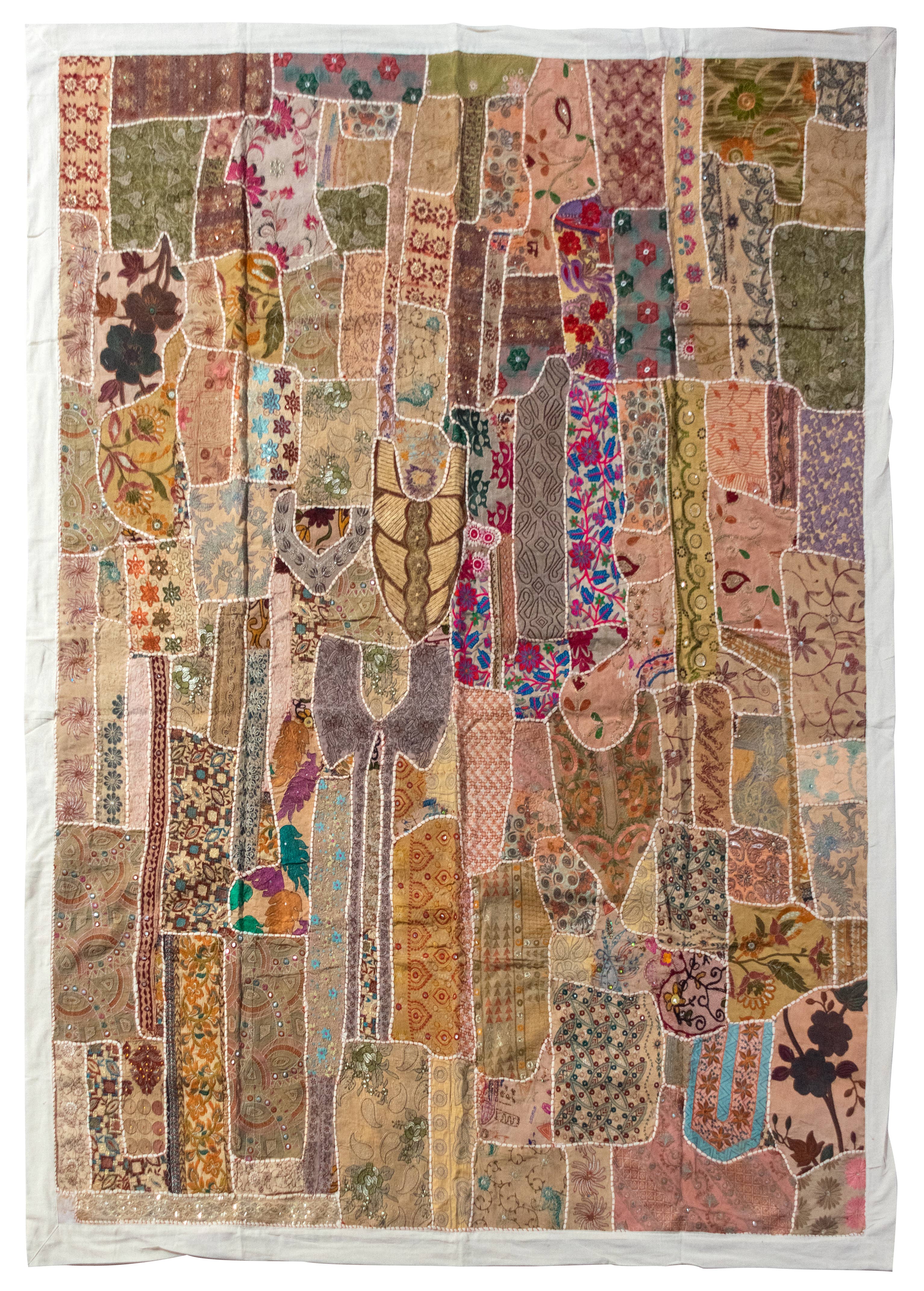 Vintage Addiction - Wholesale Quilt - One of A Kind Vintage Quilt/Bed Cover-Cream Trim4