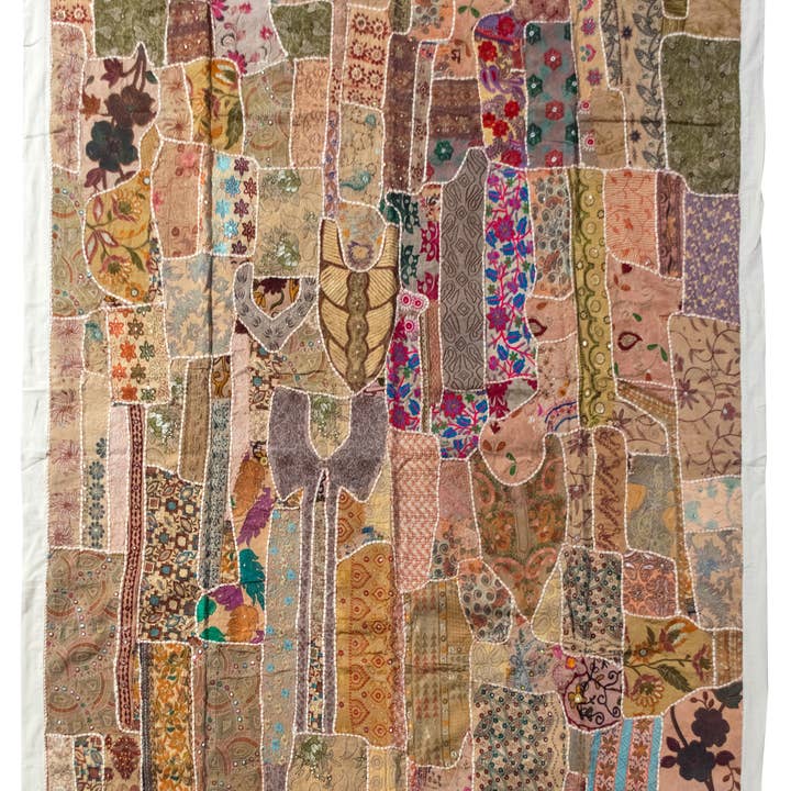 Vintage Addiction - Wholesale Quilt - One of A Kind Vintage Quilt/Bed Cover-Cream Trim4