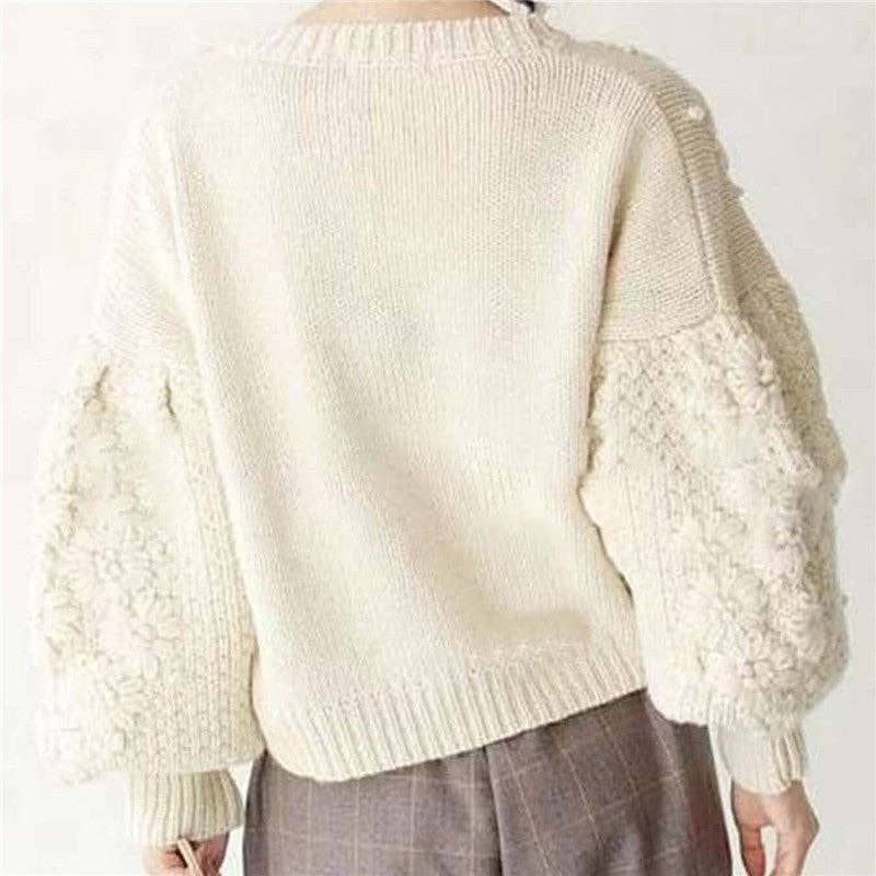 CREAMY Embroidered Daisy Knit Sweater for wholesale on Faire4