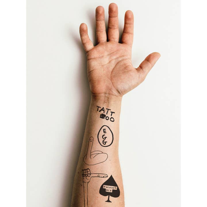 David Shrigley x Brainbox Candy - Wholesale Temporary Tattoo - Funny Gift - David Shrigley Temporary Tattoos - 13 Designs