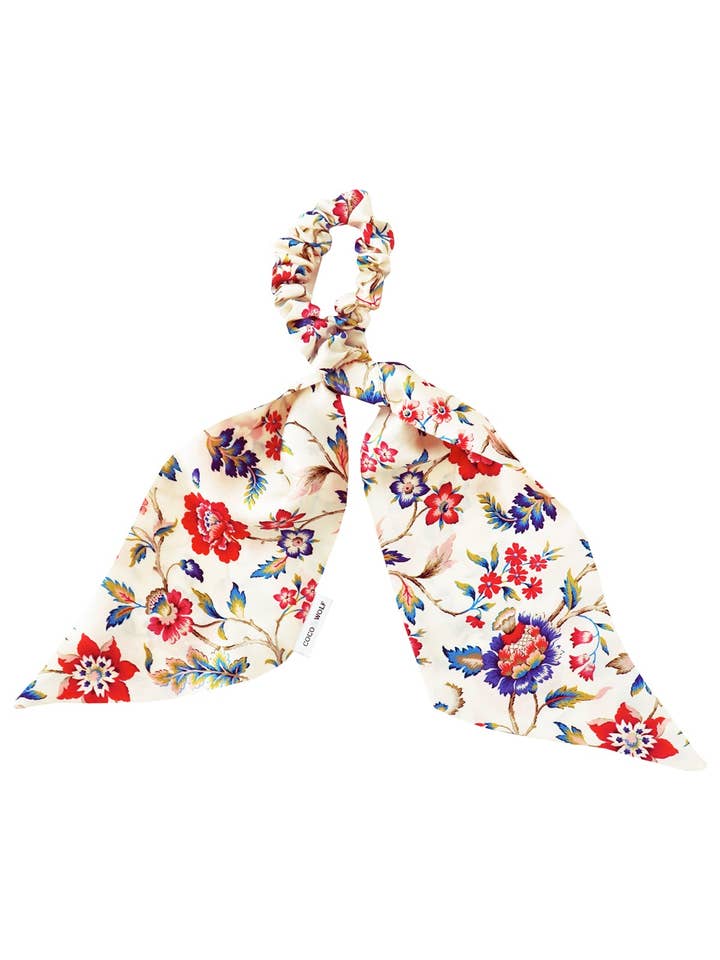 Silk Scarf Hair Scrunchie made with Liberty Fabric EVA BELLE for wholesale by Coco & Wolf