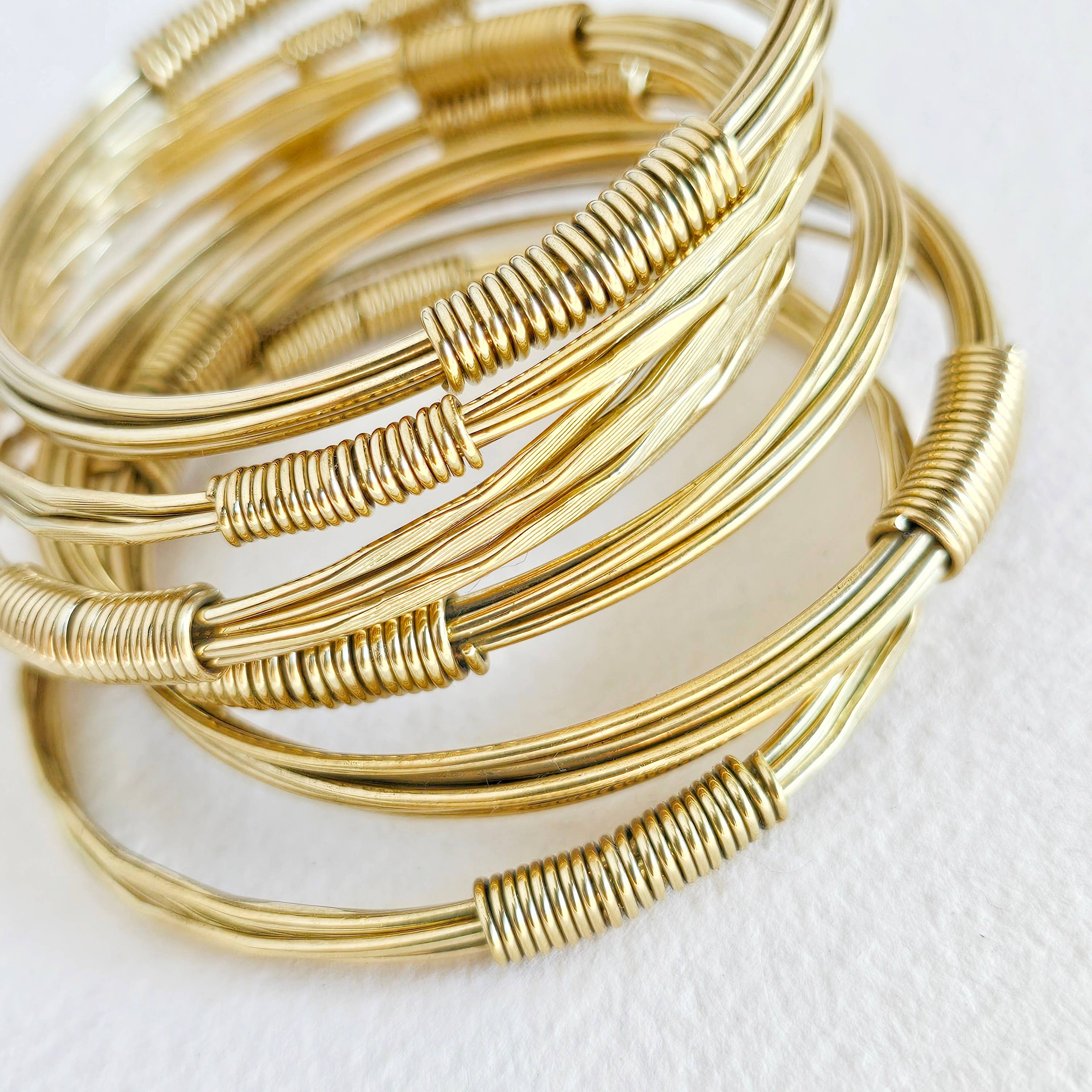 Bisjoux - Wholesale Bangle Bracelet - Brass twisted wire wrapped layered coil bangle bracelet13