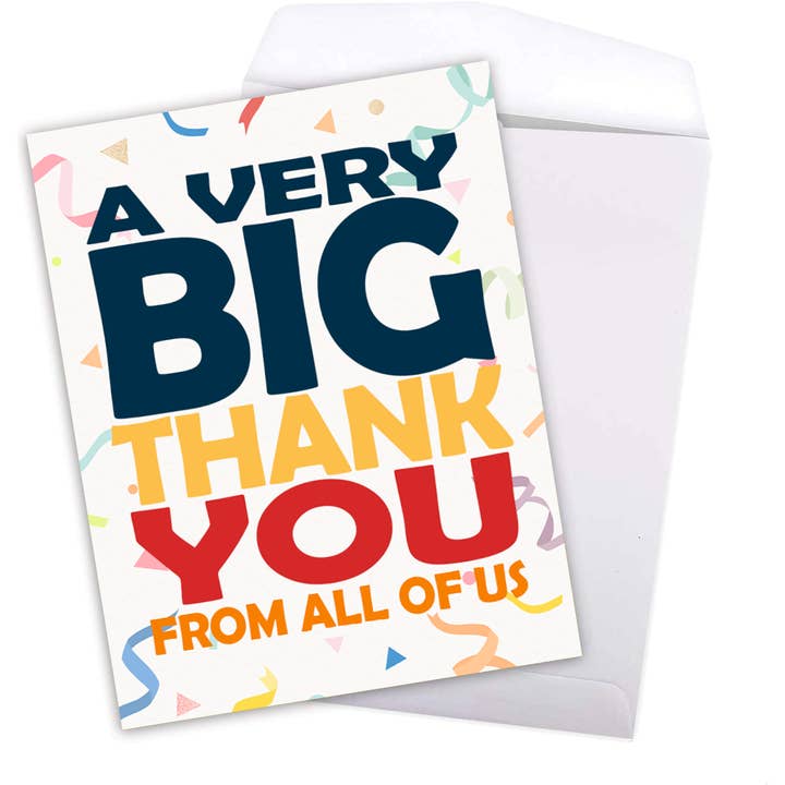 A Big Thank You Greeting Cards with Envelopes – 8.5" x 11" Jumbo Size Cards for Large Groups and Teams – 2 per Pack for wholesale by Fine Cardstock