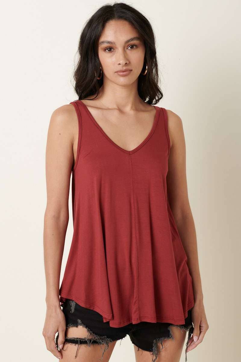 mittoshop - Wholesale Tunic - Women's - BAMBOO FABRIC V-NECK DOLPHIN HEM SLEEVELESS TOP6