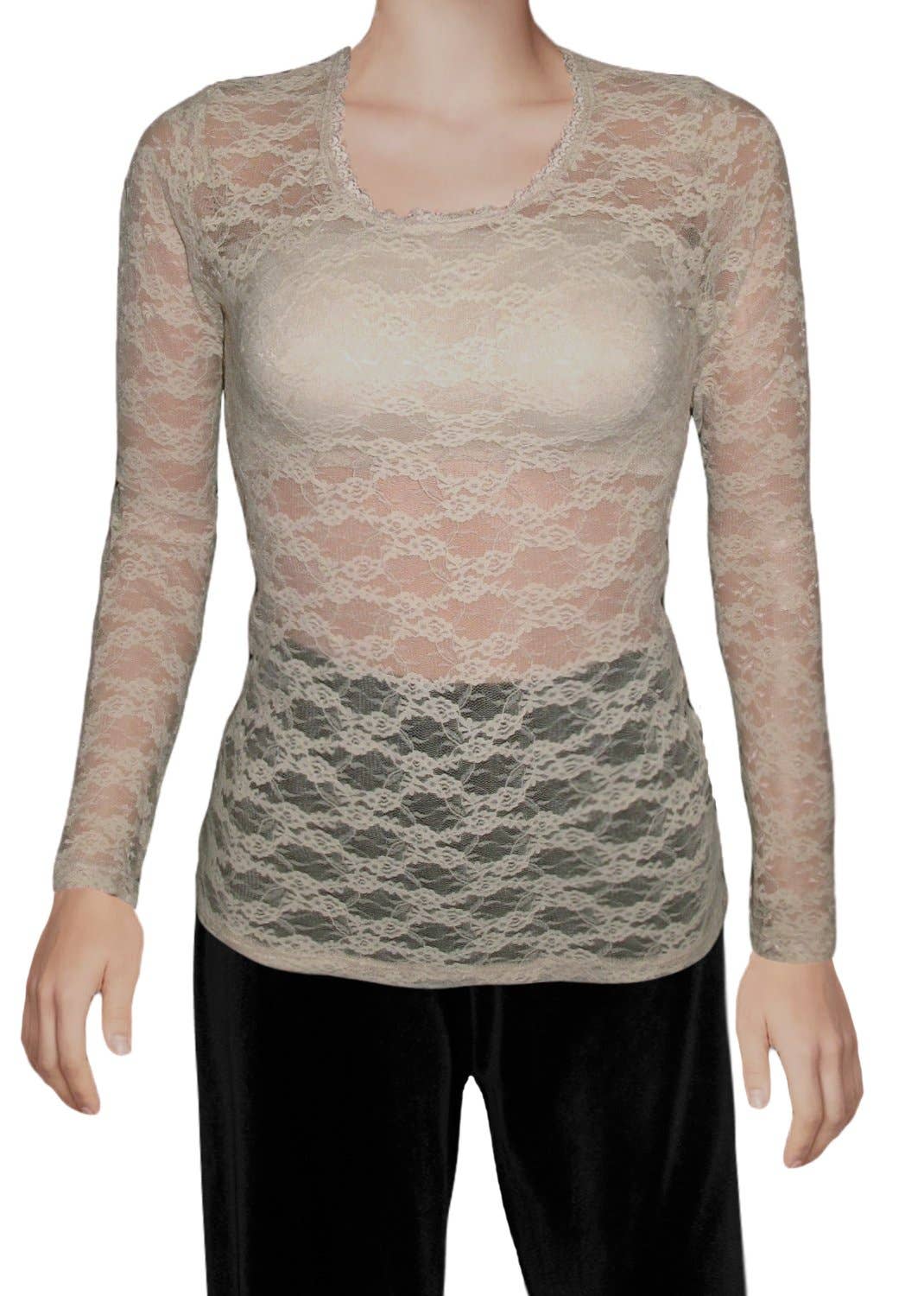 Ooh la la – Großhandel Bluse – Damen – Ooh La La Longsleeve aus Stretch-Spitze5