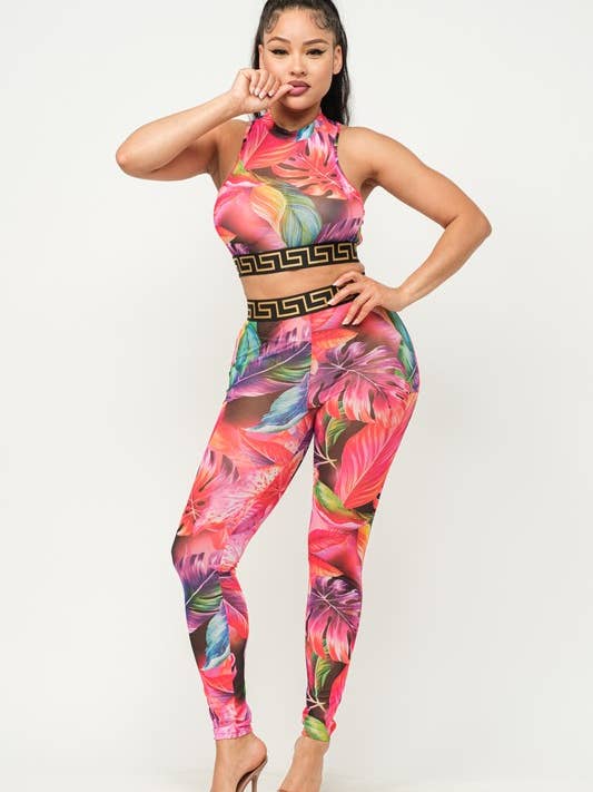 Ensemble de leggings Crop Top W à bande élastique pour la vente par Belita Collection