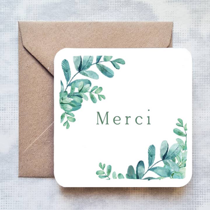 “Thank you” card - 10 x 10 cm and recycled envelope for wholesale by River Fabric