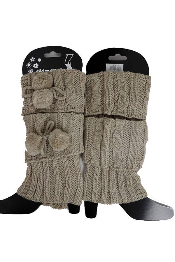 SURTIDO Calentadores de Tobillo de Punto con Pompones Clásicos de venta al por mayor en Faire1