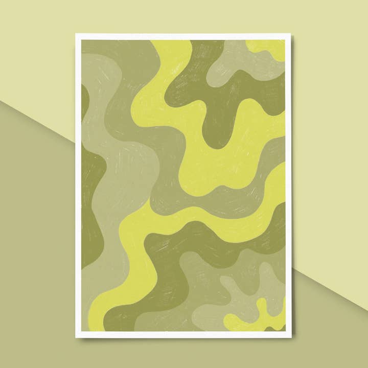 Estampado ondulado verde para venta al por mayor de Meg Garrod Art