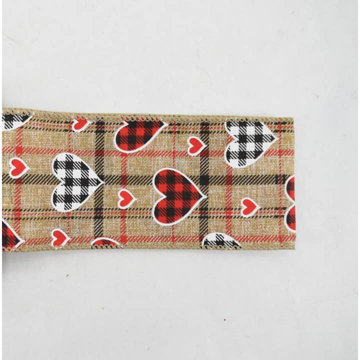 Cinta de Corazón a Cuadros de 1,5" x 10yds para venta al por mayor de Tremont Floral Supplies
