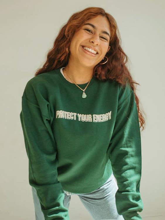 Protect Your Energy - Forest Crewneck for wholesale by Skie Collective