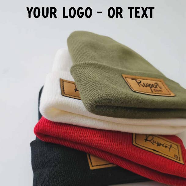 Fleece Lined Beanie w/Sewn on Custom Patch for wholesale by Mad River
