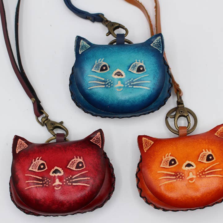 Sunflower Handmade leather inc - Wholesale Coin Purse - Women's - Handmade Leather Cat Coin Purse