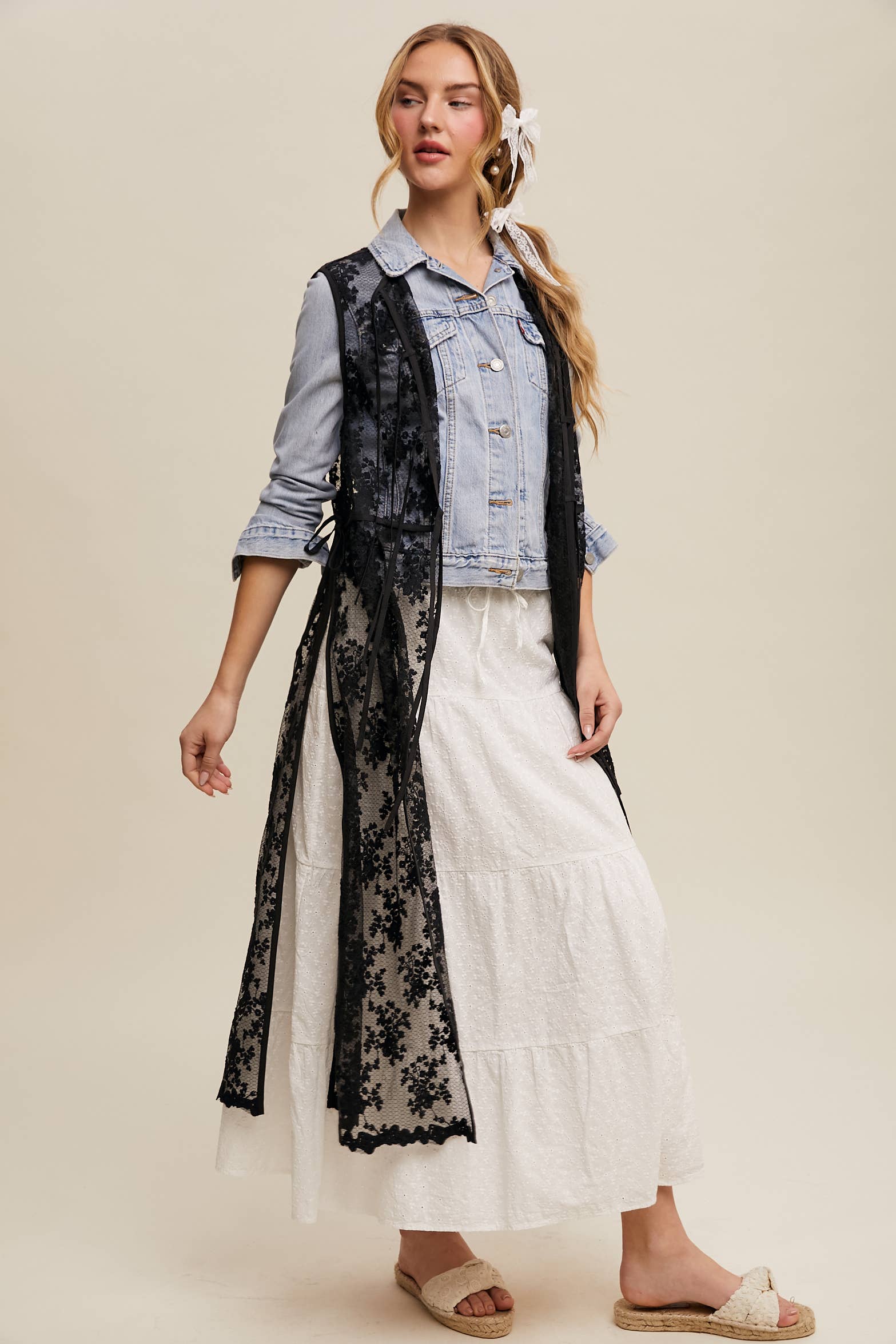 Listicle - Wholesale Outerwear Vest - Women's - Sheer Floral Embroidered Lace Vest28