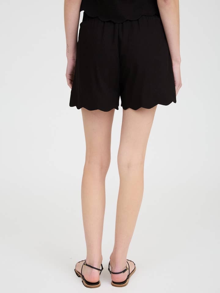 Blu Pepper - Wholesale Shorts - Women's - HIGH WAIST SCALLOP TRIM MINI SHORTS