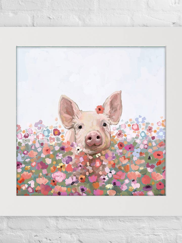 Wildflower Pig Happy Square™ for wholesale by Cathy Walters Art