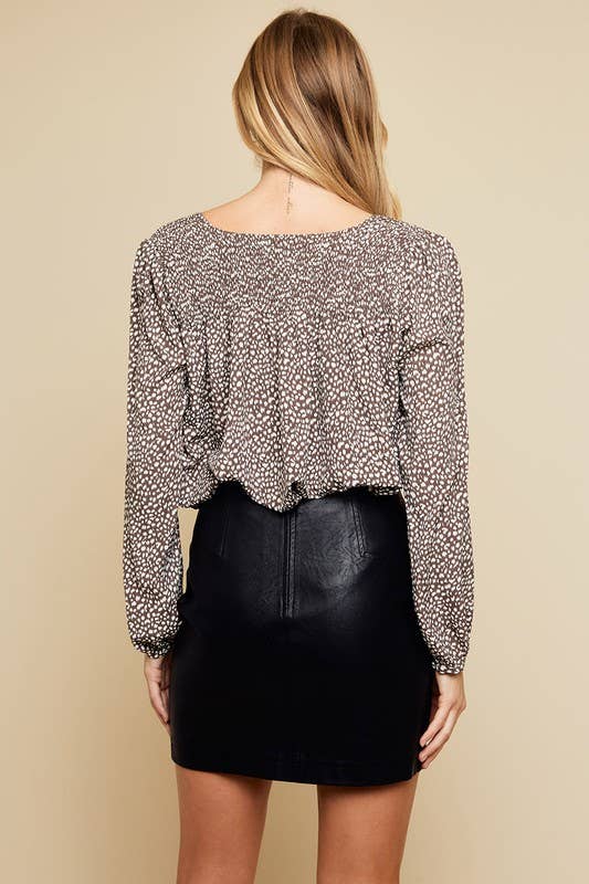 Doe and Rae - Wholesale Blouse - Women's - Smocked V-neck Blouse - 40379T-12