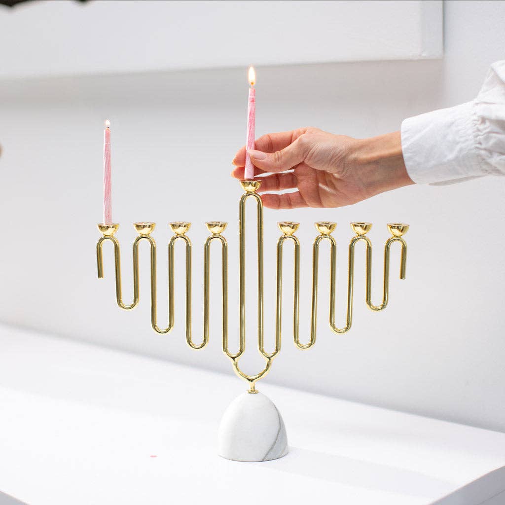 ANNA New York - Wholesale Menorah - Coluna Menorah, Marble & Gold2
