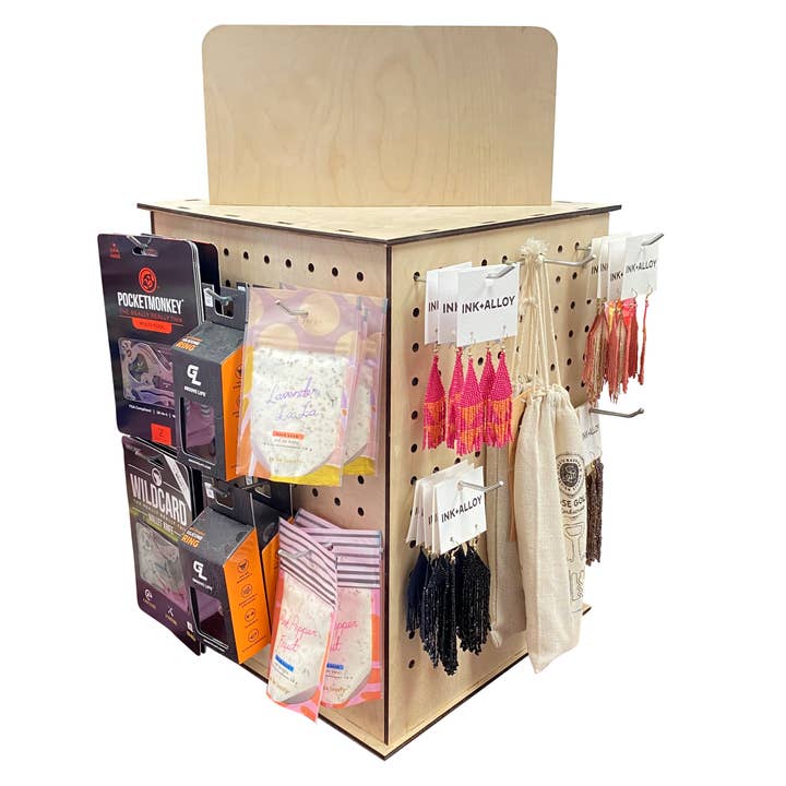 Torched Displays - Wholesale Retailer Display Stand/Case - Rotating Pegboard Display