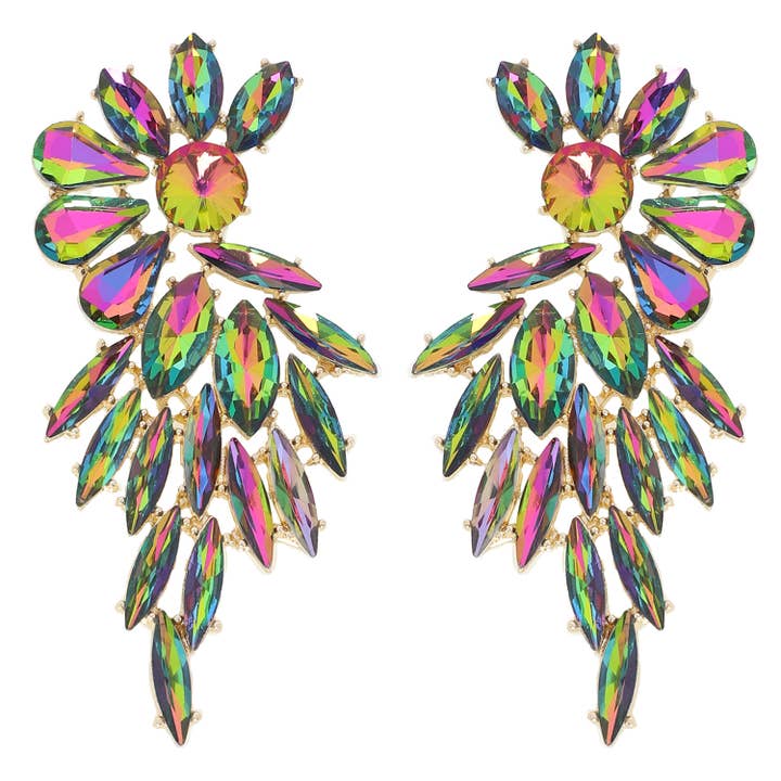 SP Sophia Collection - Wholesale Dangle Earrings - Rhinestone Crystal Petal Cluster Wings Drop Earrings1