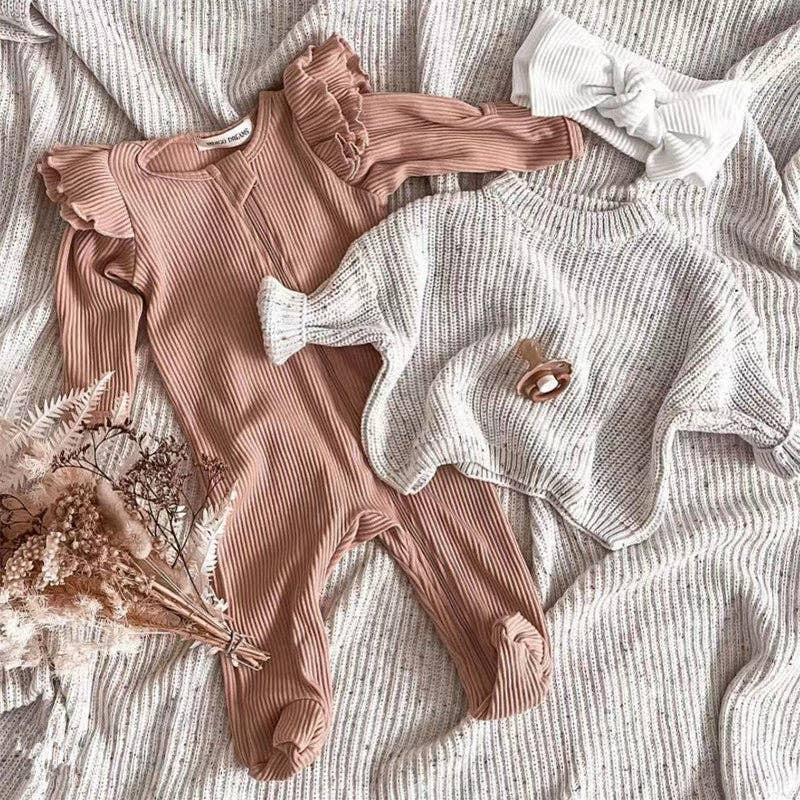 MyKids-USA® – Macacão - Bebé por atacado – Macacão Bebé Menina Algodão Sólido Cor Sólida2