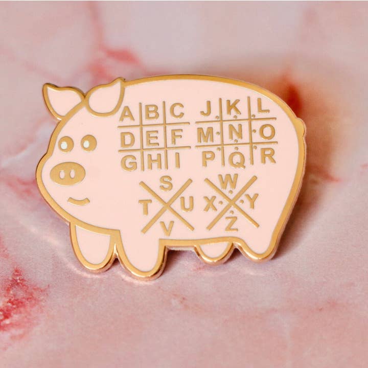 Pincodes - Wholesale Lapel Pin/Button - Pig Pen Cipher Hard Enamel Pin, Escape Room, Decoder4