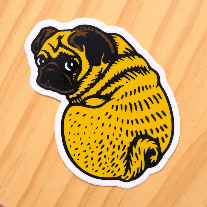 Yellow Pug Doggo Dog Sticker for wholesale by Vortex Souvenir