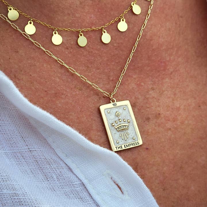 Retro Tarot Sqaure Necklace, Spiritual Witchy 18 inches for wholesale by Indie Moon