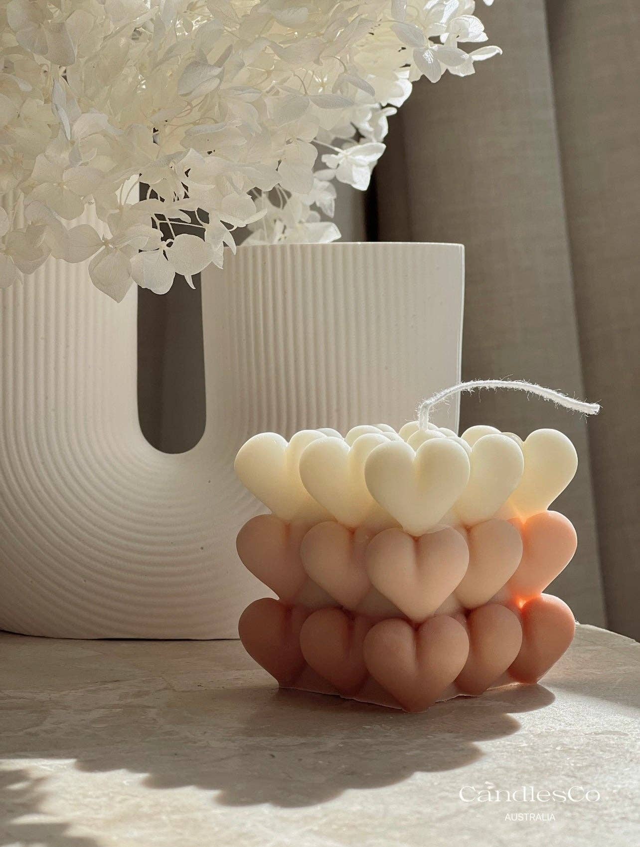 CandlesCo Australia - Vente Bougies originales - Cube en forme de cœur ombré