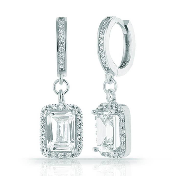 925 Sterling Silver Earring Rhodium Plated With Zircon for wholesale by Azuris Silver