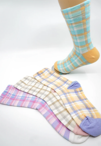 Comfortarians - Wholesale Socks - Women's - Plaid Pattern Socks , Women's  Casual Cotton Patterned Socks1